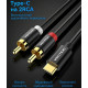 Перехідник Audio Type-C M -> 2RCA F 1,5м чорний Vention