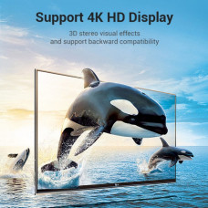 Перехідник HDMI F -> HDMI M, кут 270° 4K 60Hz PVC Vention чорний