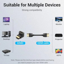 Перехідник HDMI F -> HDMI M, кут 270° 4K 60Hz PVC Vention чорний