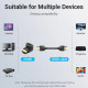 Перехідник HDMI F -> HDMI M, кут 270° 4K 60Hz PVC Vention чорний