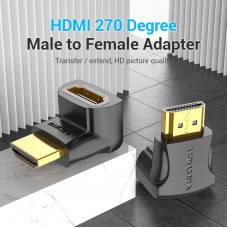 Перехідник HDMI F -> HDMI M, кут 270° 4K 60Hz PVC Vention чорний