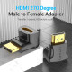Перехідник HDMI F -> HDMI M, кут 270° 4K 60Hz PVC Vention чорний
