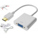 Перехідник HDMI M -> VGA F (з аудіо інтерфейсом) додаткове живлення micro USB білий RTL