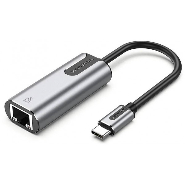 Перехідник USB 3.1 Type-C -> Ethernet RJ45 1000Mb Aluminum Vention сірий