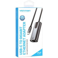 Перехідник USB 3.1 Type-C -> Ethernet RJ45 1000Mb Aluminum Vention сірий