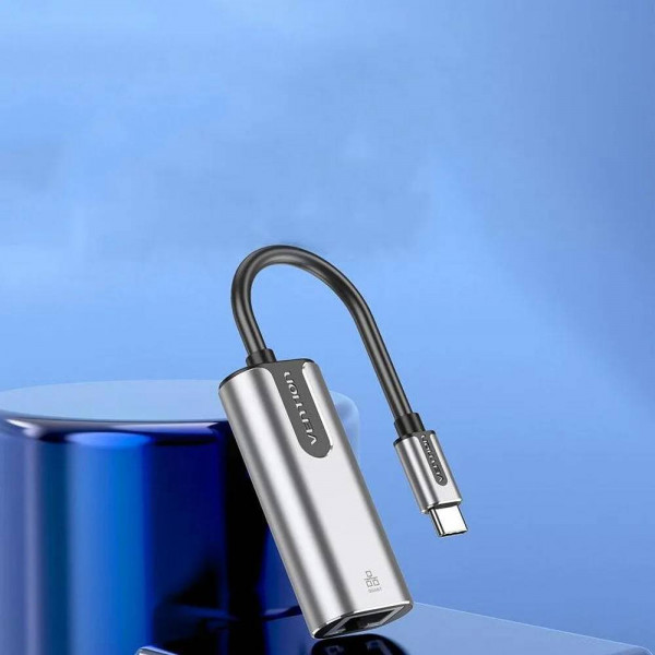 Перехідник USB 3.1 Type-C -> Ethernet RJ45 1000Mb Aluminum Vention сірий