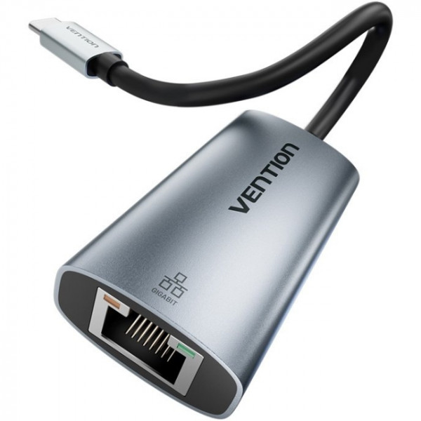 Перехідник USB 3.1 Type-C -> Ethernet RJ45 1000Mb чорний Aluminum Alloy Type Vention