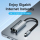 Перехідник USB 3.1 Type-C -> Ethernet RJ45 1000Mb чорний Aluminum Alloy Type Vention