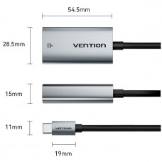 Перехідник USB 3.1 Type-C -> Ethernet RJ45 1000Mb чорний Aluminum Alloy Type Vention