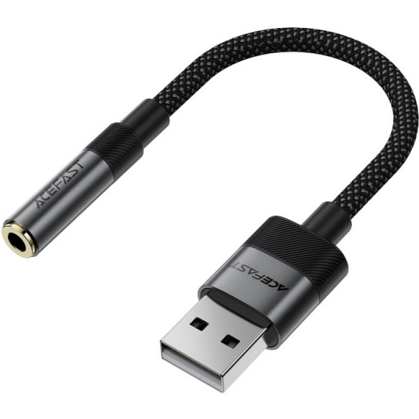 Перехідник USB-A -> 3.5 mm 15cm audio converter J13 Acefast black
