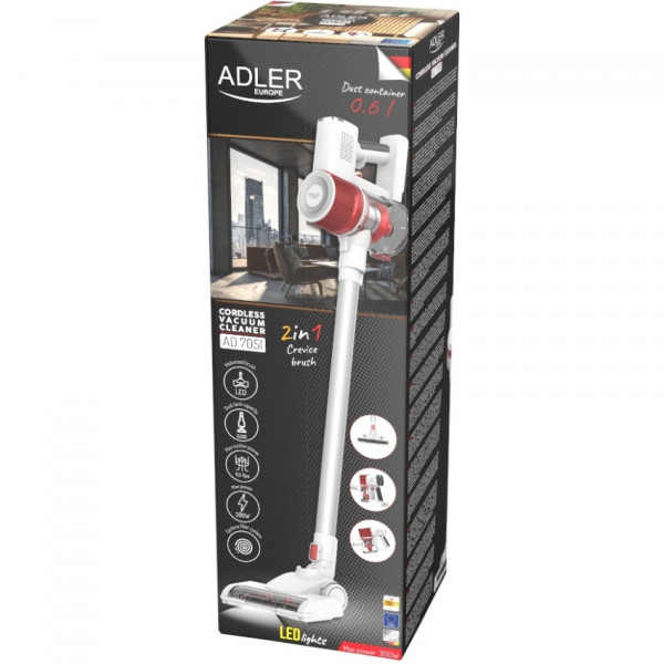 Порохотяг Adler AD 7051 бездротовий/ 300Вт/ 0.6л/ LCD дисплей/ щітка зі світлодіодним підсвічуванням