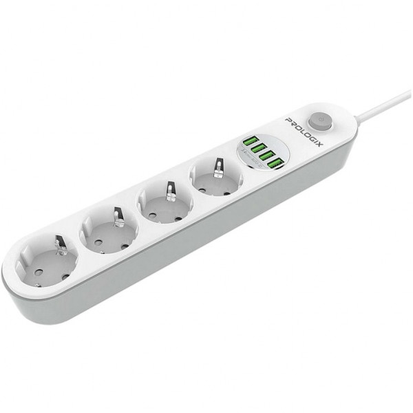 Power filtr 2.0м ProLogix Premium (PR-SE4432W) 4 розетки, 4 USB, білий