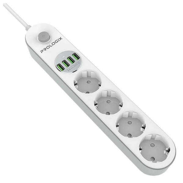 Power filtr 2.0м ProLogix Premium (PR-SE4432W) 4 розетки, 4 USB, білий