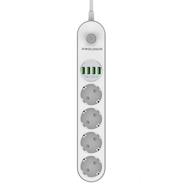 Power filtr 2.0м ProLogix Premium (PR-SE4432W) 4 розетки, 4 USB, білий