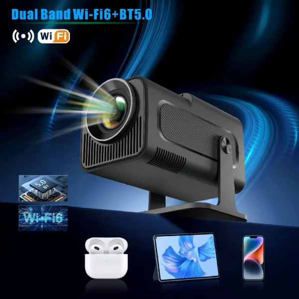 Проєктор AGN HY320 LED projector FullHD 300AL 16:9 H726 1G/8G Android 14 HDMI WiFi BT сірий