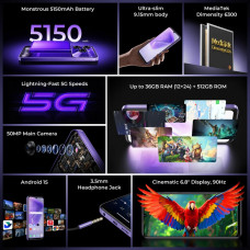 Смартфон Oukitel C6 5G 6.8" HD+ /12GB/512GB/ Dimensity 6300 /5150mAh/ 50+5Мп / Purple