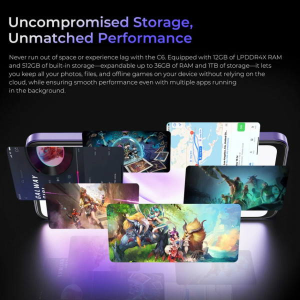 Смартфон Oukitel C6 5G 6.8" HD+ /8GB/256GB/ Dimensity 6300 /5150mAh/ 50+5Мп / Black