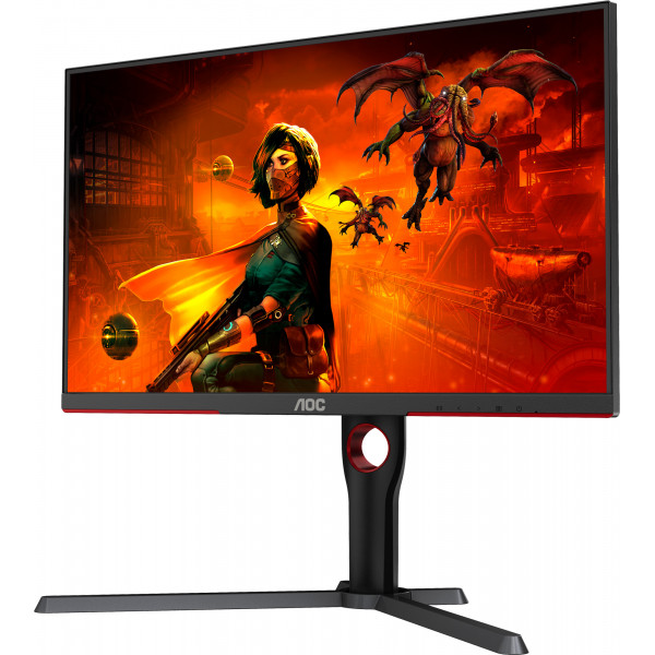TFT 27" AOC U27G3X/BK, IPS, 3840x2160, 160Гц, 1мс, 2хHDMI, 2хDP, HAS, Pivot, чорно-червоний