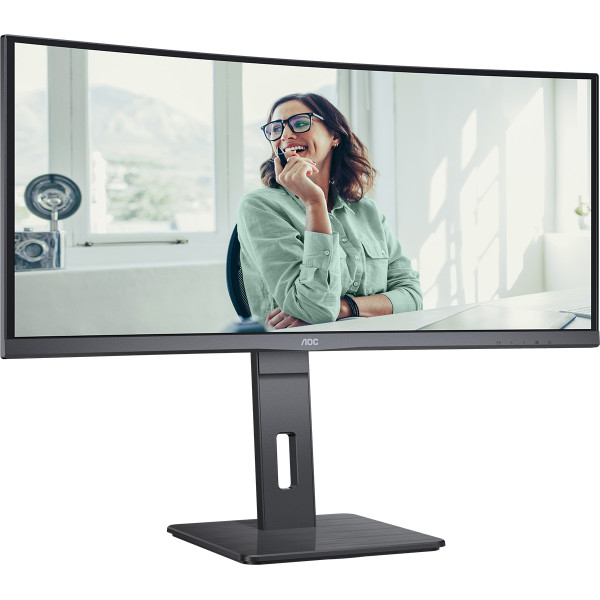 TFT 34" AOC CU34P3CV, WQHD,VA, 100Hz, вигнутий, HDMI, DP, USB-С, RJ-45, USB-hub, HAS, кол, чорний