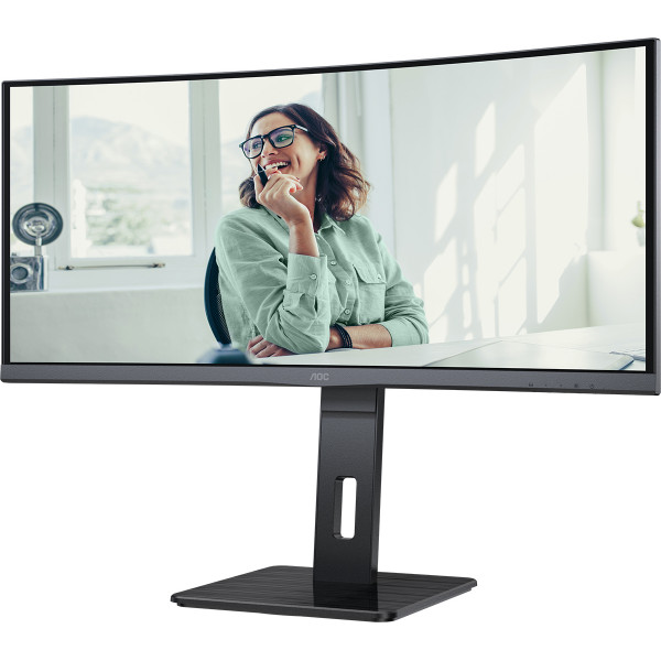 TFT 34" AOC CU34P3CV, WQHD,VA, 100Hz, вигнутий, HDMI, DP, USB-С, RJ-45, USB-hub, HAS, кол, чорний