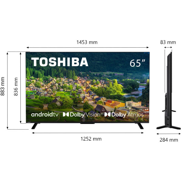 TV 65 Toshiba 65UA2363DG UHD/LED/T2/Android 11/2 x 12W/Dolby Digital/HDMI/Wi-Fi/VESA 400 x 200 M4/Bl
