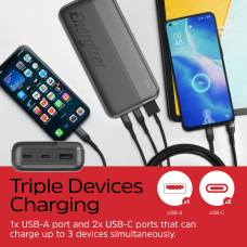 УМБ Energizer 20000mAh 15W, USB-А, 2хUSB-C Black
