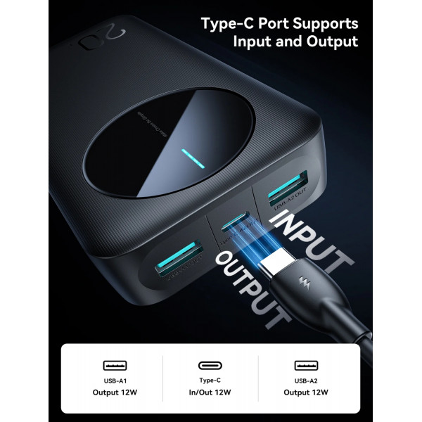 УМБ Joyroom 20000mAh 12W 2xUSB-A, USB-C In/Out Black