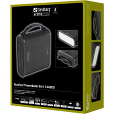 УМБ Sandberg 144000mAh Survivor 460.8 Вт/год, DC12-24В, 2xUSB-C, 2xUSB-A, 2xCar Lighter, MTTP