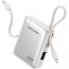 УМБ Vention 10000mAh 45W PD, QC3.0 USB-C In/Out, with Built-in USB-C and Lightning Cables Beige