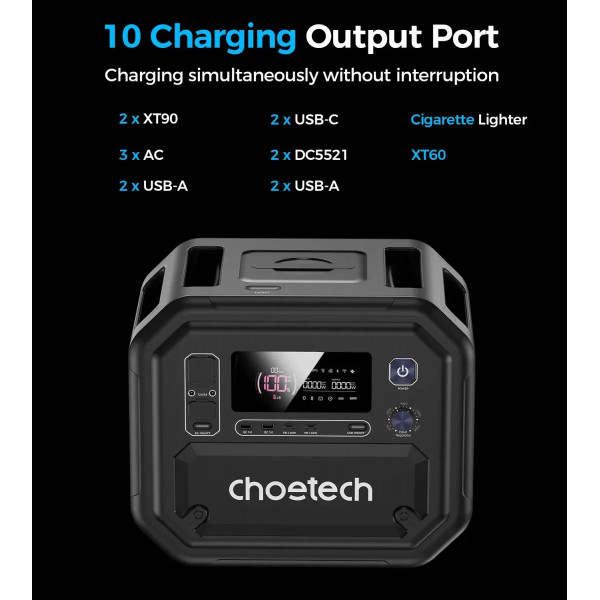 Зарядна станція Choetech BS064 2500Вт (2160Вт/г) AC,LiFePo4,MPPT, UPS, PD100 Вт