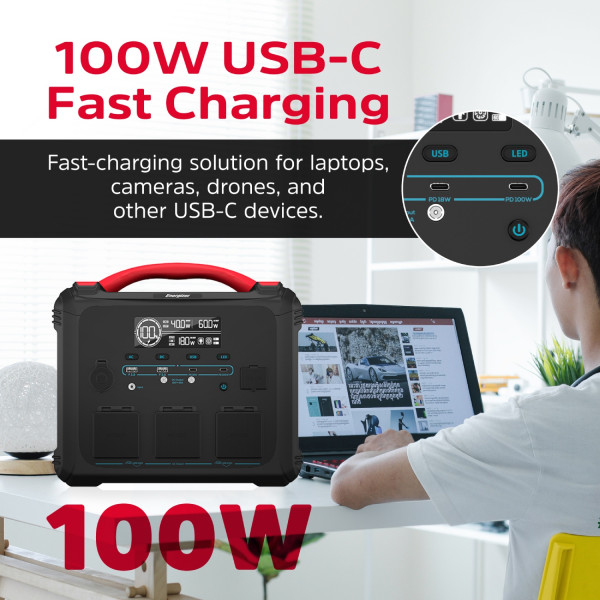 Зарядна станція Energizer 1200Вт (1102Вт/г) 3xAC, LMFP,MPPT,USB-C PD 100Вт