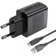Зарядний пристрій 1xUSB-A 18W + Type-C cable A90 Fast Charger Black Acefast