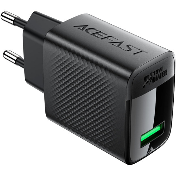 Зарядний пристрій 1xUSB-A 18W + Type-C cable A90 Fast Charger Black Acefast