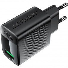 Зарядний пристрій 1xUSB-A 18W + Type-C cable A90 Fast Charger Black Acefast