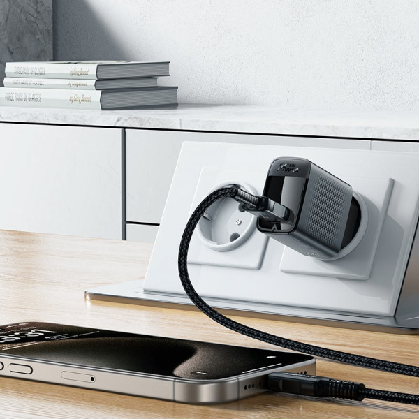 Зарядний пристрій 1xUSB-A 18W + Type-C cable A90 Fast Charger Black Acefast