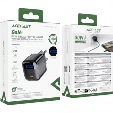 Зарядний пристрій 1xUSB-C 20W Gan A113 Fast Charger with digital display black Acefast