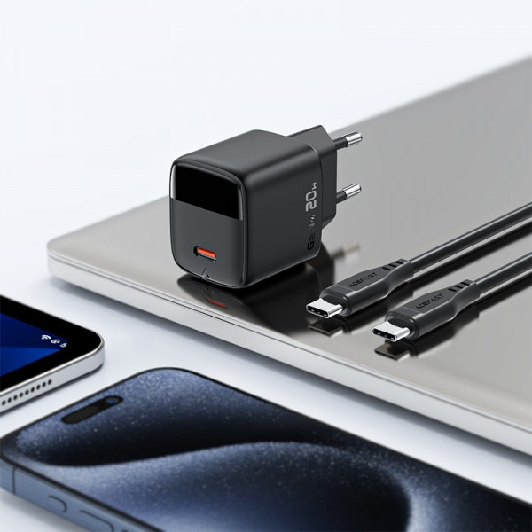 Зарядний пристрій 1xUSB-C 20W Gan A113 Fast Charger with digital display black Acefast