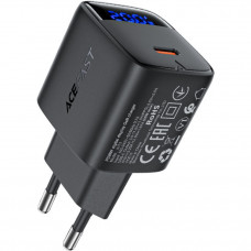 Зарядний пристрій 1xUSB-C 20W Gan A113 Fast Charger with digital display black Acefast