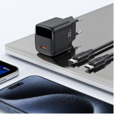 Зарядний пристрій 1xUSB-C 30W Gan A115 Fast Charger + USB-C cable black Acefast