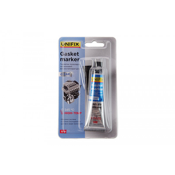 Герметик прокладок силіконовий високотемпературний прозорий 32г UNIFIX