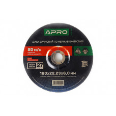Диск зачисний по нержавіючій сталі (INOX) 230х6.0х22.2мм (5шт. в пач.) APRO