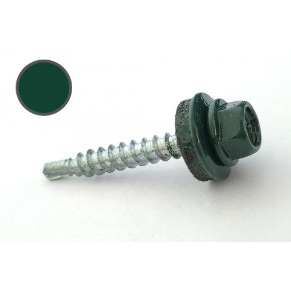 Саморіз покрівельний 4,8*35 DIN 7504K RAL 6005 до дерева (пач 50шт) (колір - зелений мох) APRO