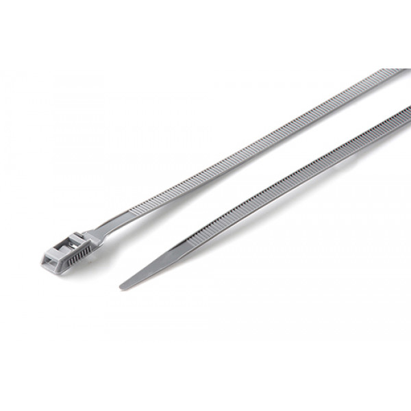 Стяжка кабельна з низьким профілем замку 8x400 сірий (100шт) APRO