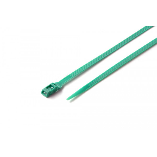 Стяжка кабельна з низьким профілем замку 8x400 зелений (100шт) APRO