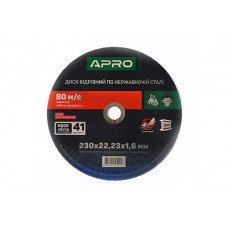Диск відрізний по нержавіючій сталі (INOX) 230х1.6х22.2мм (5шт. в пач.) APRO