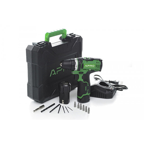 Дриль-шуруповерт APRO 12В,1,5А, 12D, 2 АКБ, ЗУ, кейс