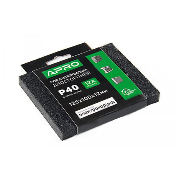 Губка шліфувальна двостороння Р40 125х100х12мм APRO
