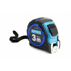 Рулетка обгумована з магнітом та автостопом, подвійний зачіп 3 м х 19 мм APRO