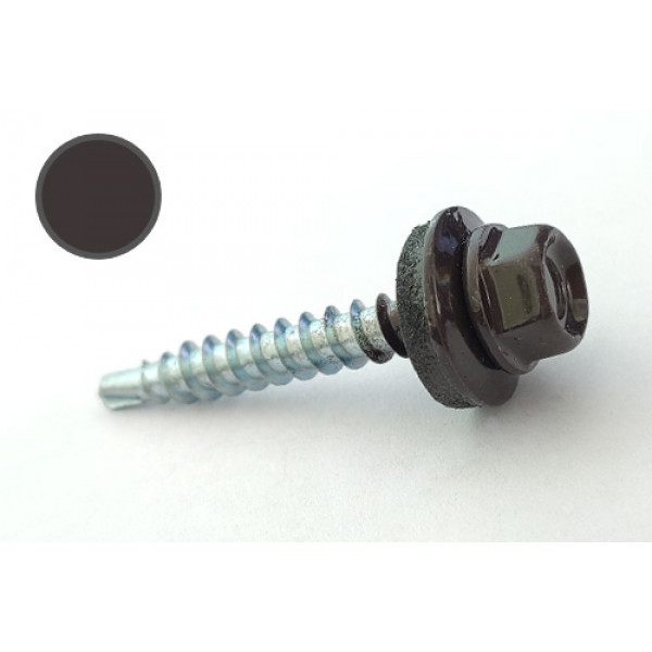 Саморіз покрівельний 4,8*35 DIN 7504K RAL 8019 до дерева (ящ. 1600шт) (колір - сіро-коричневий) APRO