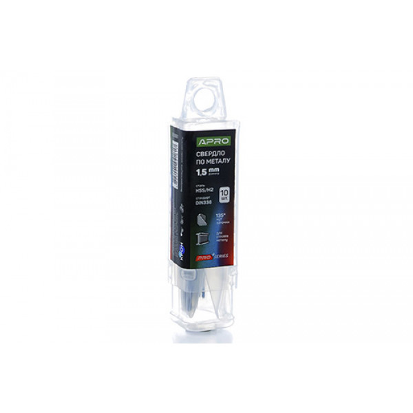 Свердло по металу HSS/M2 (6542) ?1,5мм (тубус, кратно 10шт) PRO APRO. Ціна за 1шт. Кратно пачці